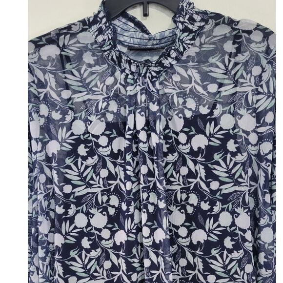 Lane Bryant Top Womens Size 18/20 Sheer Layered Shirt Casual Preppy Peasant Top - Picture 2 of 8